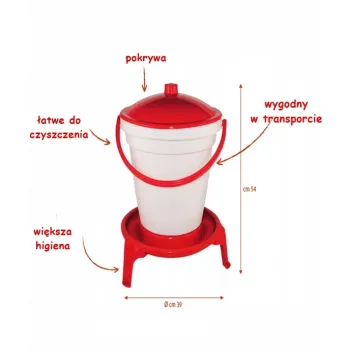 Poidło wiaderkowe dla kur 18 l z uchwytem